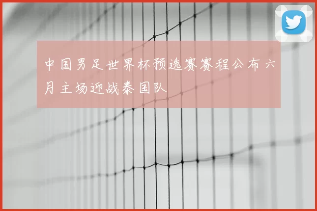 中国男足世界杯预选赛赛程公布六月主场迎战泰国队